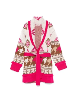 Cardigan aperto con cintura fantasia fucsia