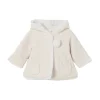 Cardigan cappuccio e pompon panna
