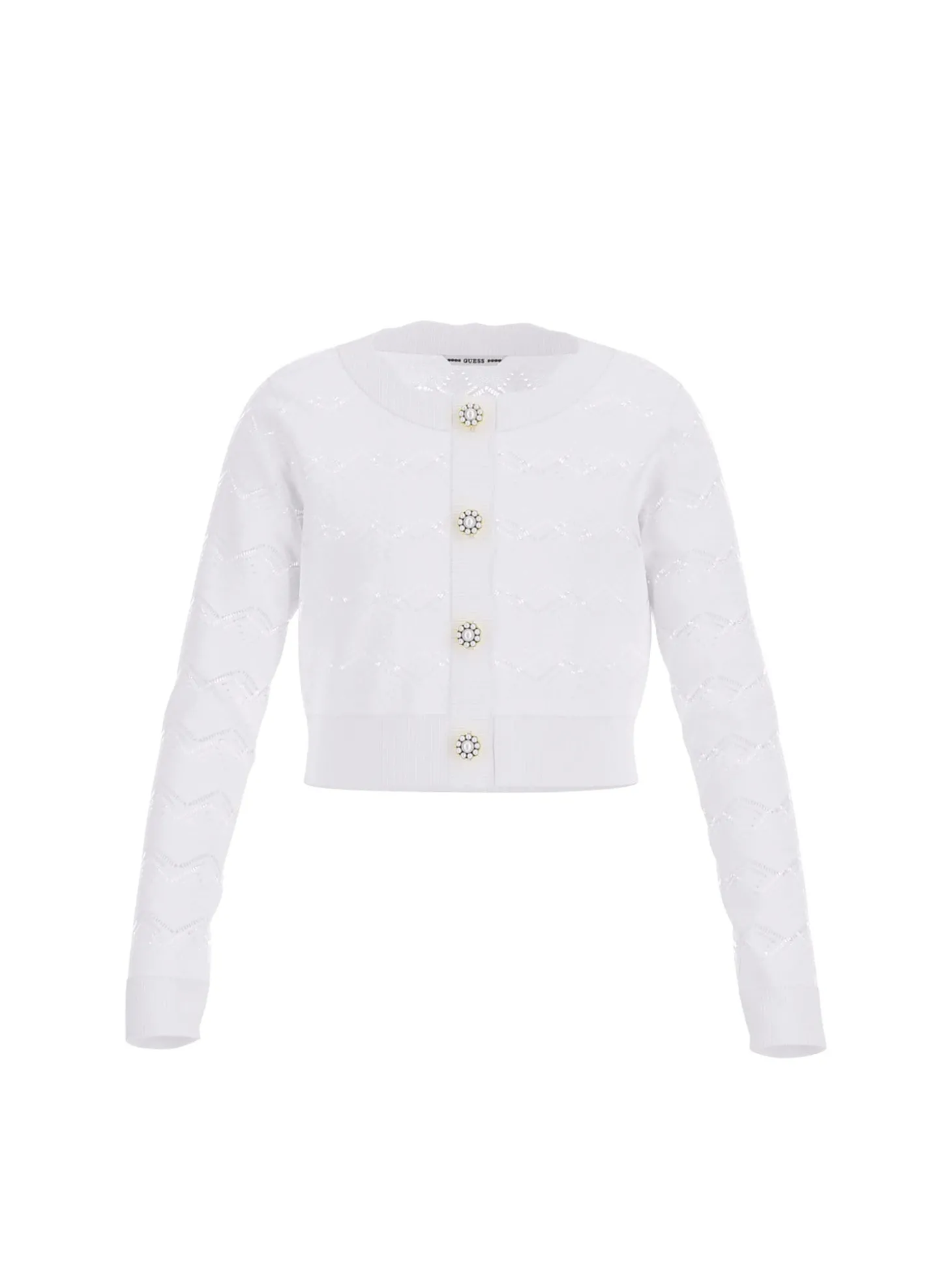 Cardigan con bottoni gioiello cerimonia bianco