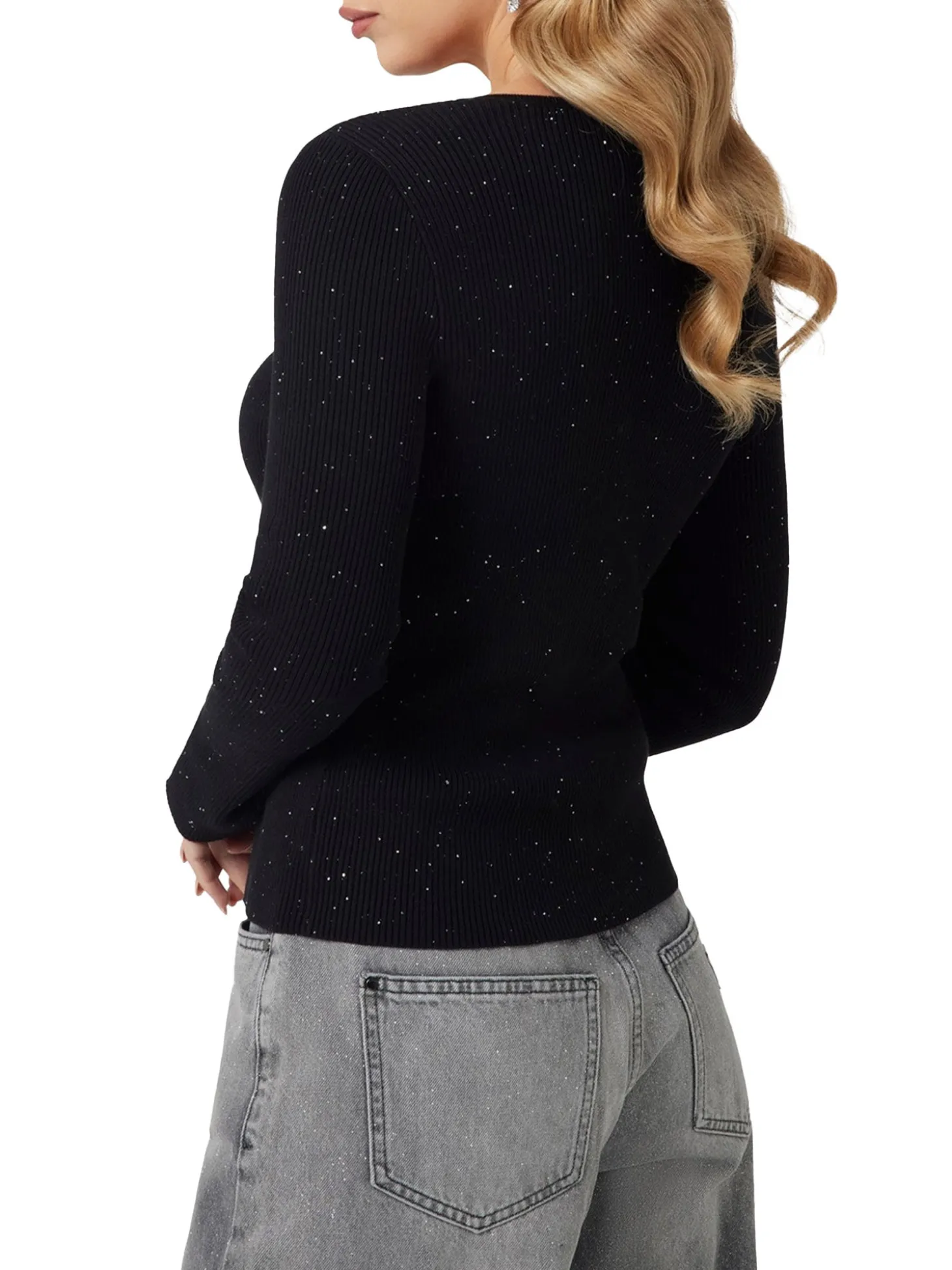 Cardigan con bottoni gioiello Eden nero