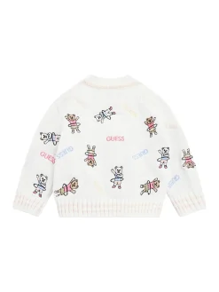 Cardigan con bottoni patch bianco