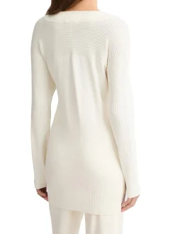 Cardigan con chiusura a zip a doppio cursore bianco