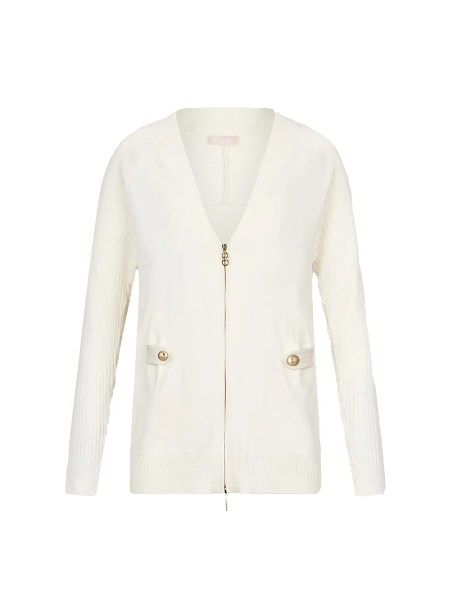 Cardigan con chiusura a zip a doppio cursore bianco