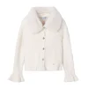 Cardigan con colletto pelliccia removibile latte