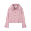 Cardigan con colletto pelliccia removibile rosa