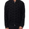 Cardigan con zip lavorato nero