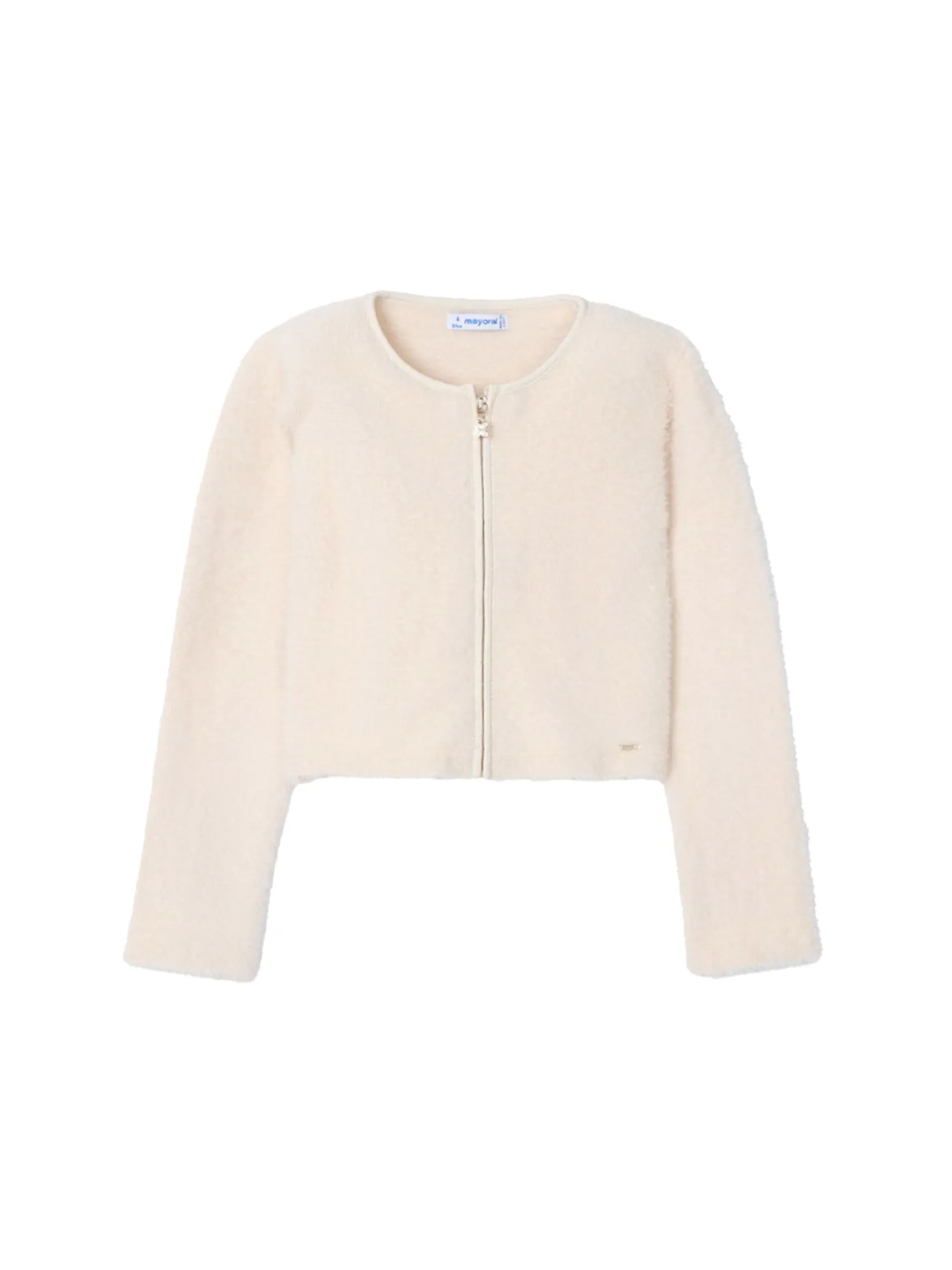 Cardigan con zip tricot beige