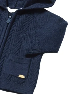 Cardigan con zip tricot blu