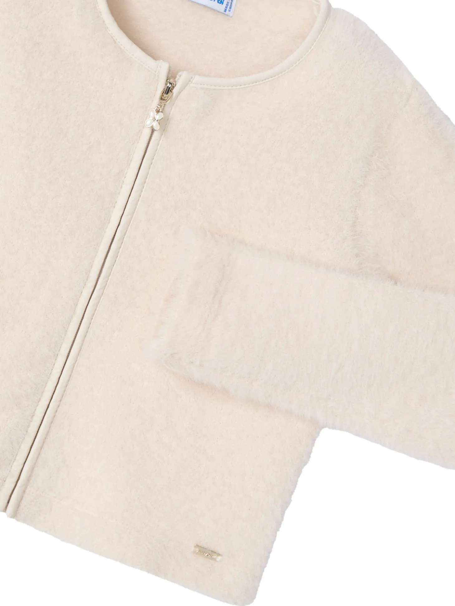 Cardigan con zip tricot beige