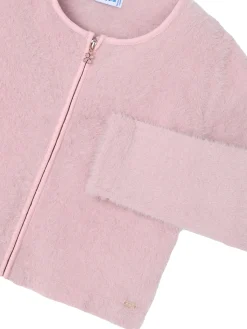 Cardigan con zip tricot rosa