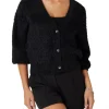 Cardigan corto con bottoni gioiello nero