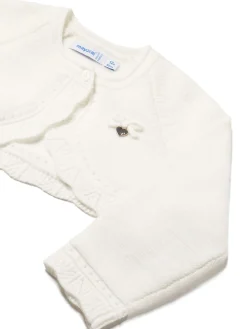 Cardigan corto tricot panna