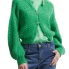 Cardigan Deina in maglia con bottoni gioiello verde