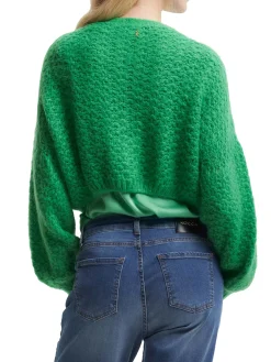 Cardigan Deina in maglia con bottoni gioiello verde