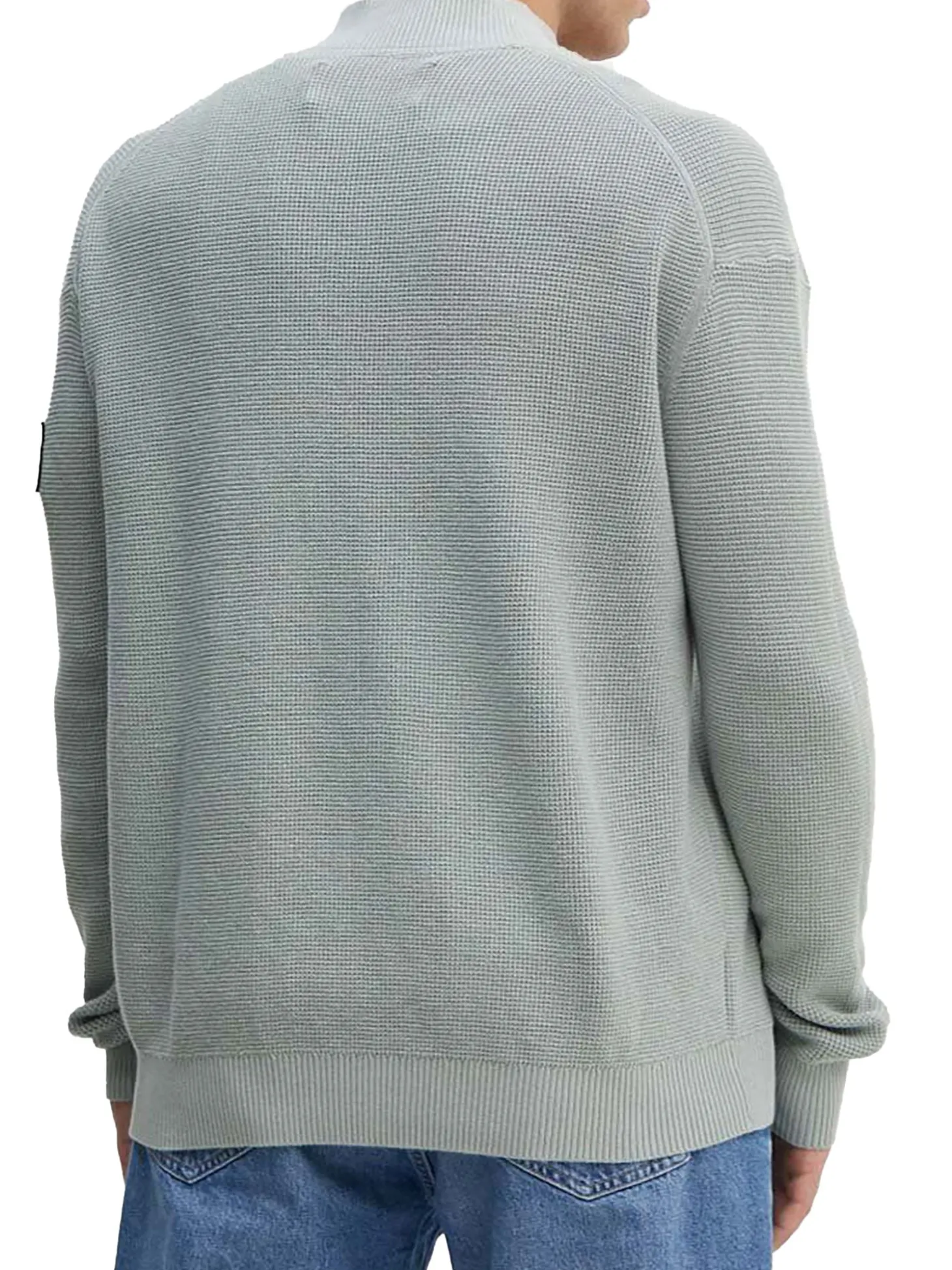 Cardigan in maglia con zip e patch del logo grigio