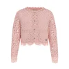 Cardigan in pizzo rosa