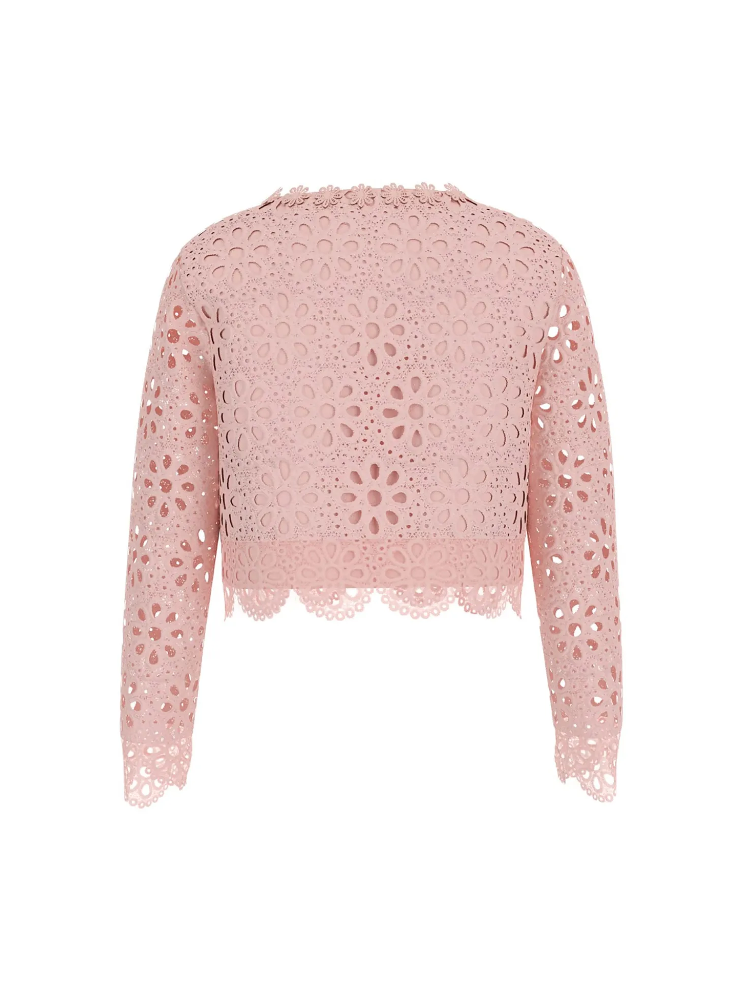 Cardigan in pizzo rosa