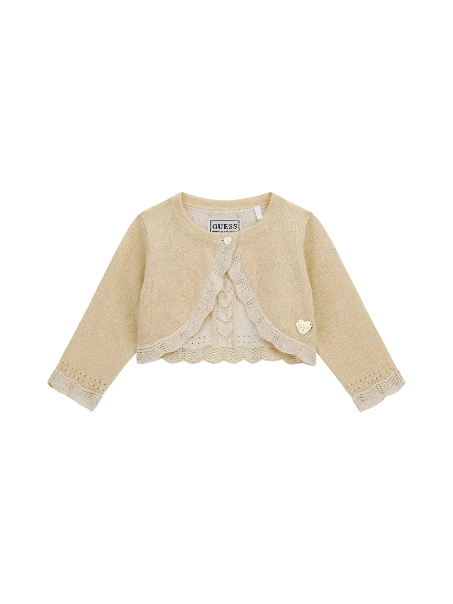 Cardigan neonata con bottoni cerimonia oro