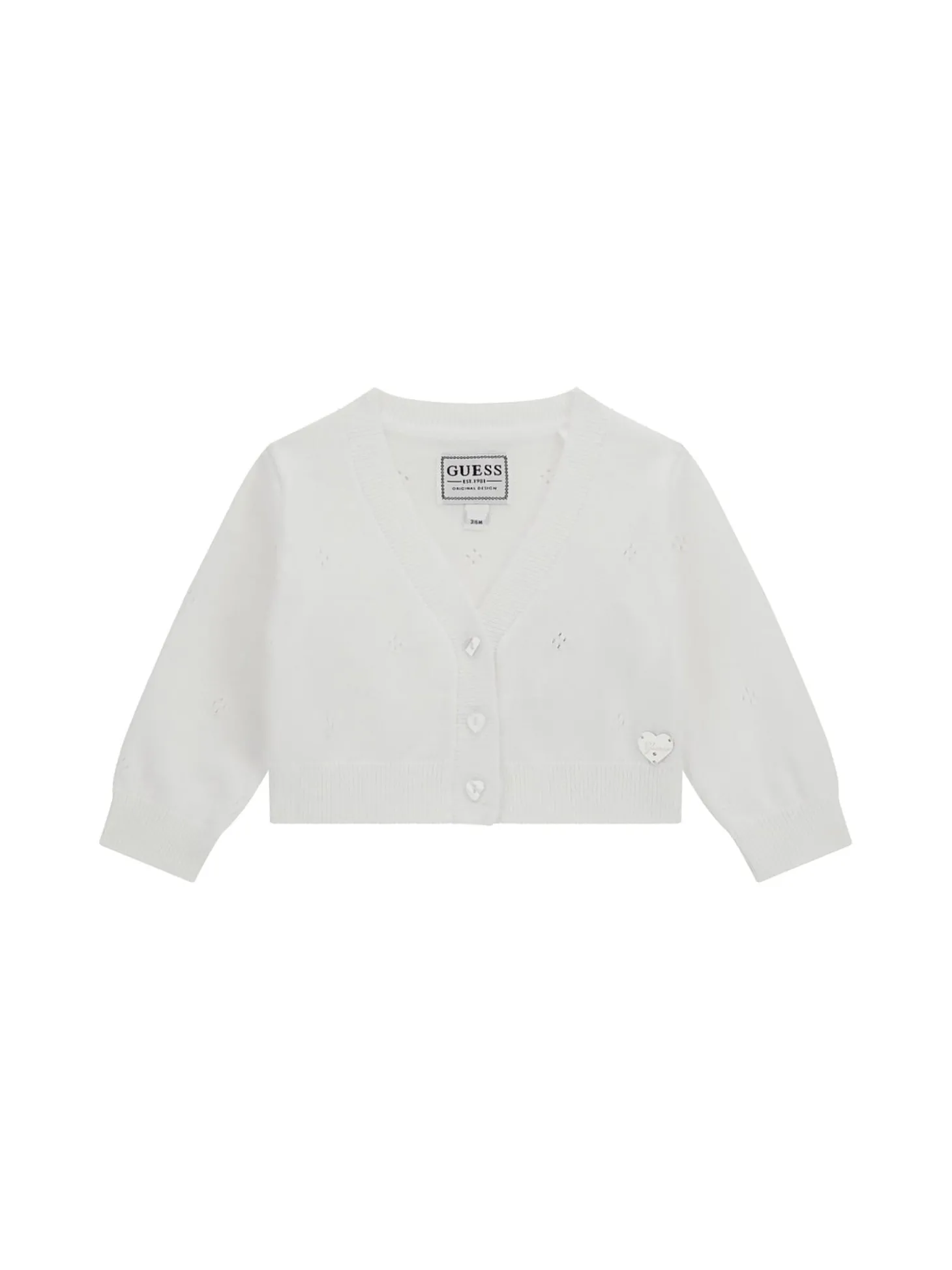 Cardigan neonata con bottoni cerimonia bianco
