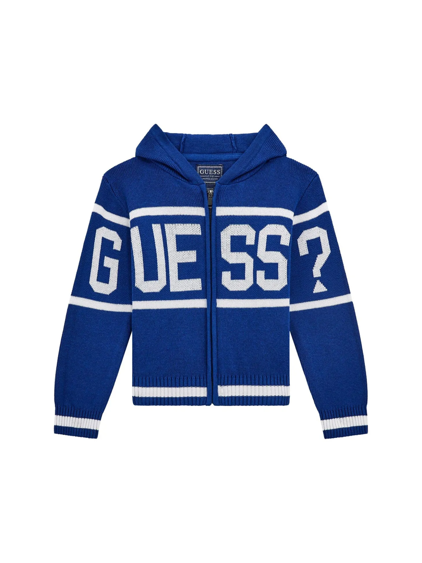 Cardigan neonato con zip e cappuccio blu