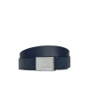 Cintura Double-Face con placca logo blu/grigio