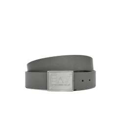 Cintura Double-Face con placca logo blu/grigio