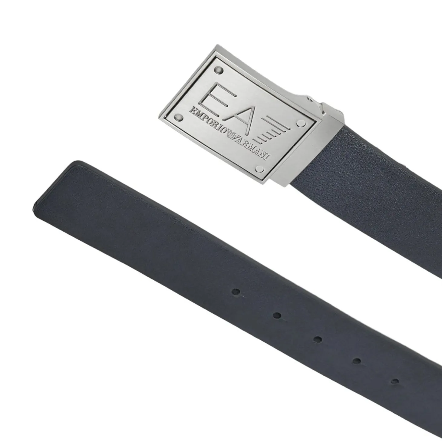 Cintura Double-Face con placca logo blu/grigio