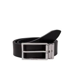 Cintura reversibile slim frame text nero