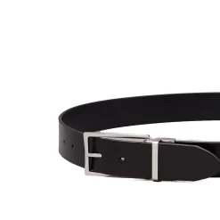 Cintura reversibile slim frame text nero