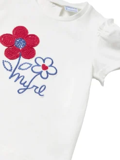 Completo 2 pezzi bambina gonna e t-shirt bianco/blu