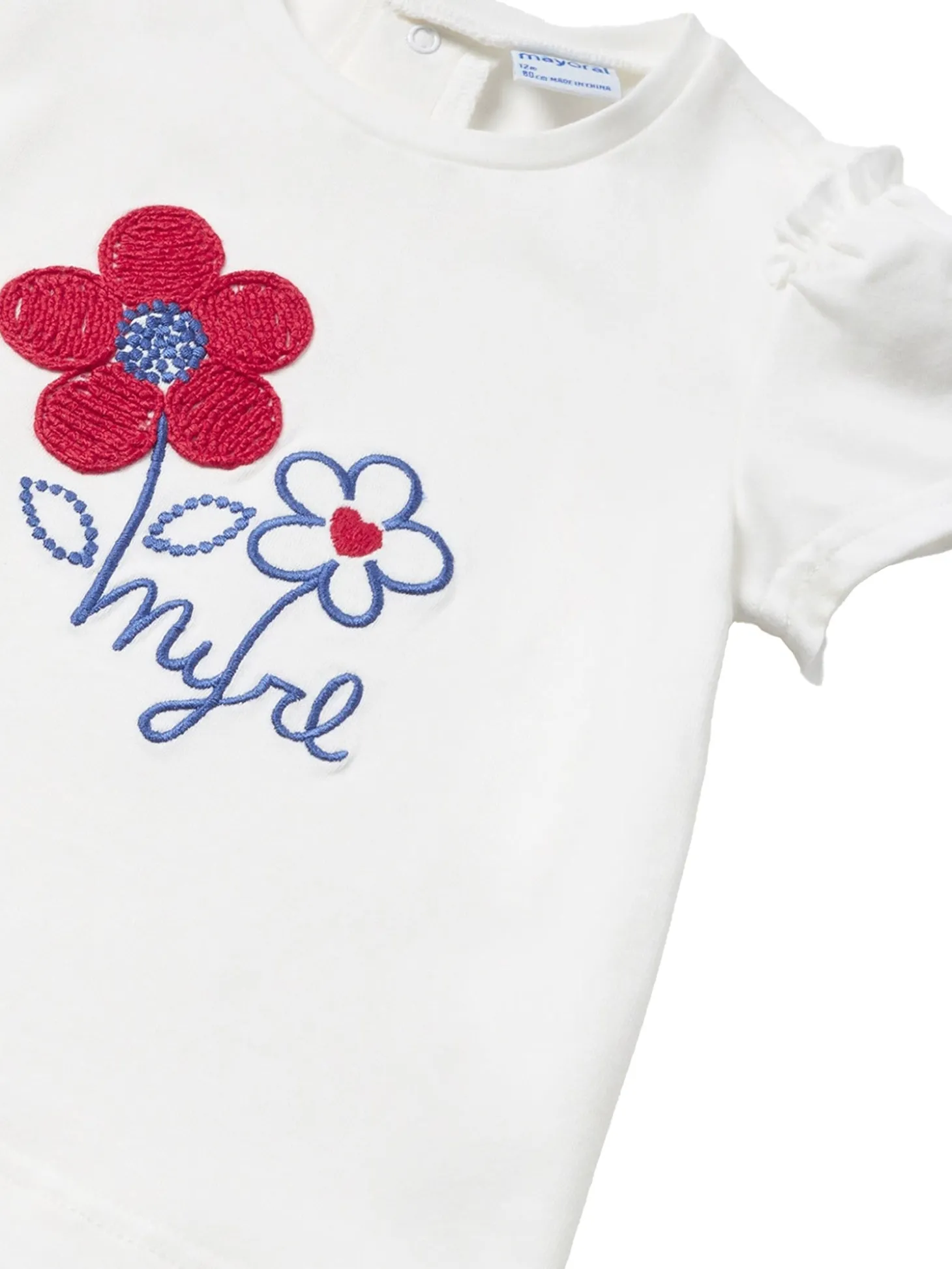 Completo 2 pezzi bambina gonna e t-shirt bianco/blu