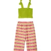 Completo 2 pezzi bambina top e pantalone multicor