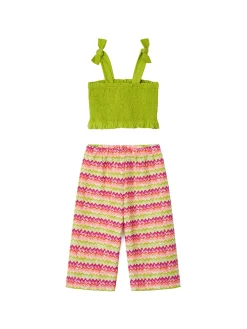 Completo 2 pezzi bambina top e pantalone multicor