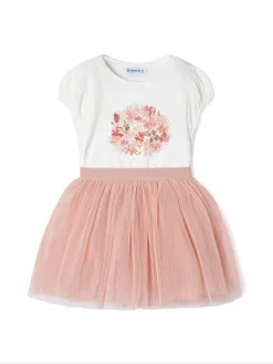 Completo 2 pezzi bambina t-shirt e gonna nude