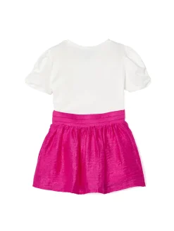 Completo 2 pezzi bambina t-shirt e gonna fucsia