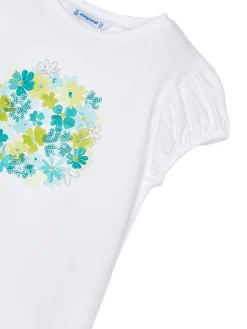 Completo 2 pezzi bambina t-shirt e gonna turchese