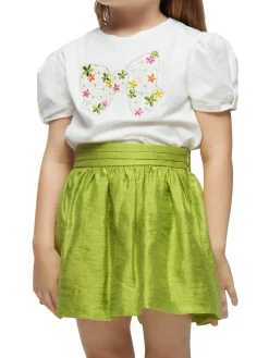 Completo 2 pezzi bambina t-shirt e gonna lime