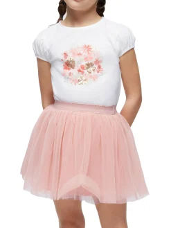 Completo 2 pezzi bambina t-shirt e gonna nude
