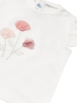 Completo 2 pezzi neonata gonna e t-shirt bianco/rosa