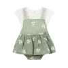Completo 2 pezzi neonata salopette e t-shirt verde