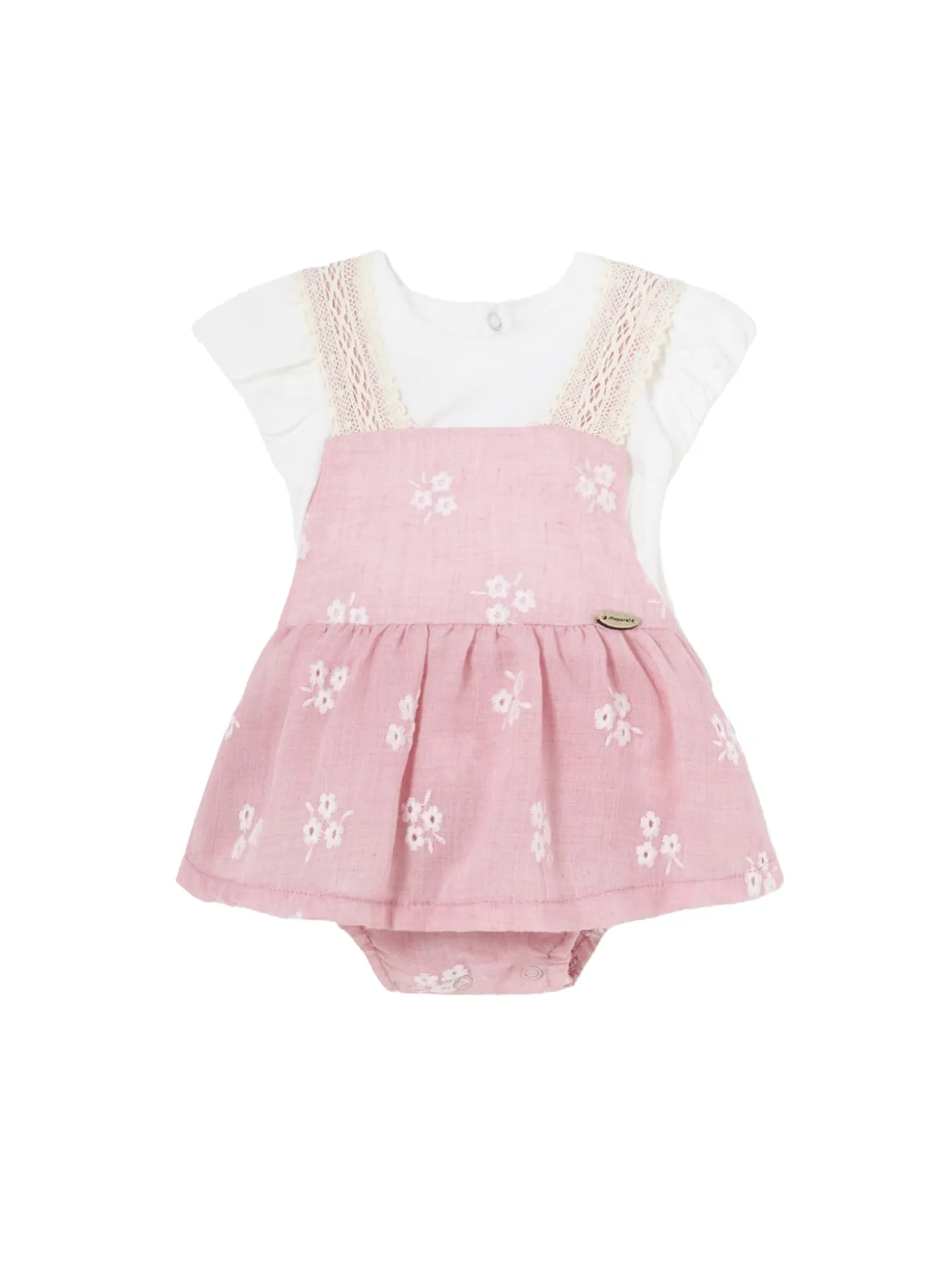Completo 2 pezzi neonata salopette e t-shirt rosa