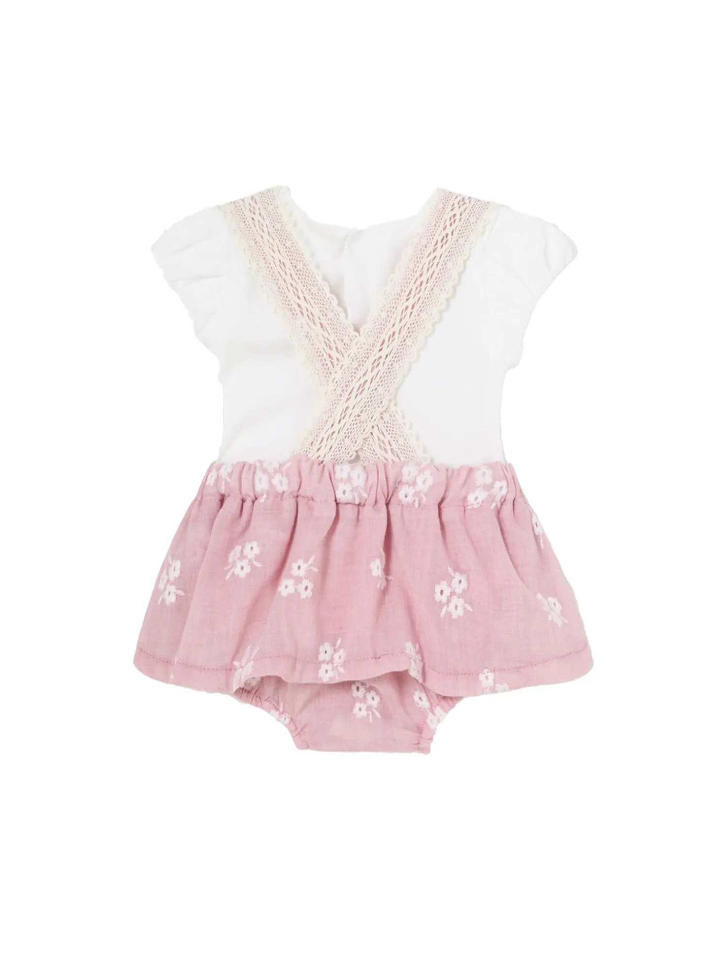 Completo 2 pezzi neonata salopette e t-shirt rosa