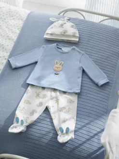 Completo 3 pezzi neonato felpa ghettina e cappello celeste