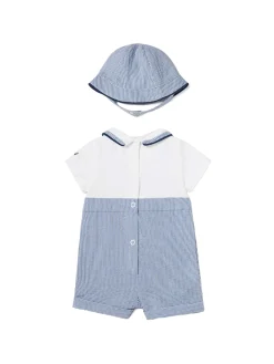 Completo 2 pezzi neonato pagliaccetto e cappello azzurro