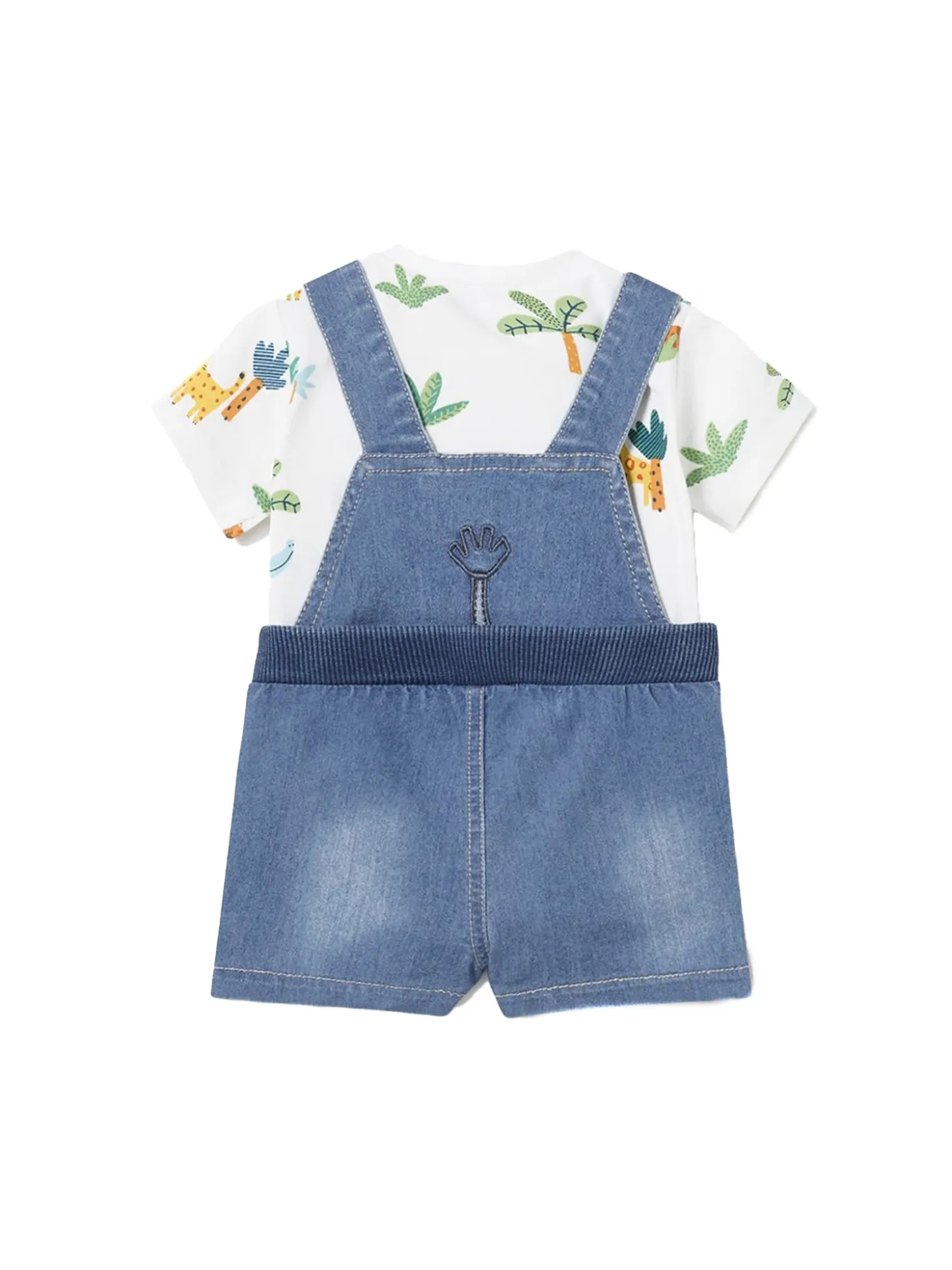 Completo 2 pezzi neonato salopette e t-shirt bianca