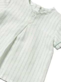 Completo 2 pezzi salopette e maglia neonato salvia