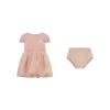 Completo 2 pz neonata abito con cintura e gonna svasata e panties rosa