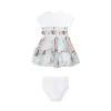 Completo 2 pz neonata abito con gonna in tulle e panties fantasia flor