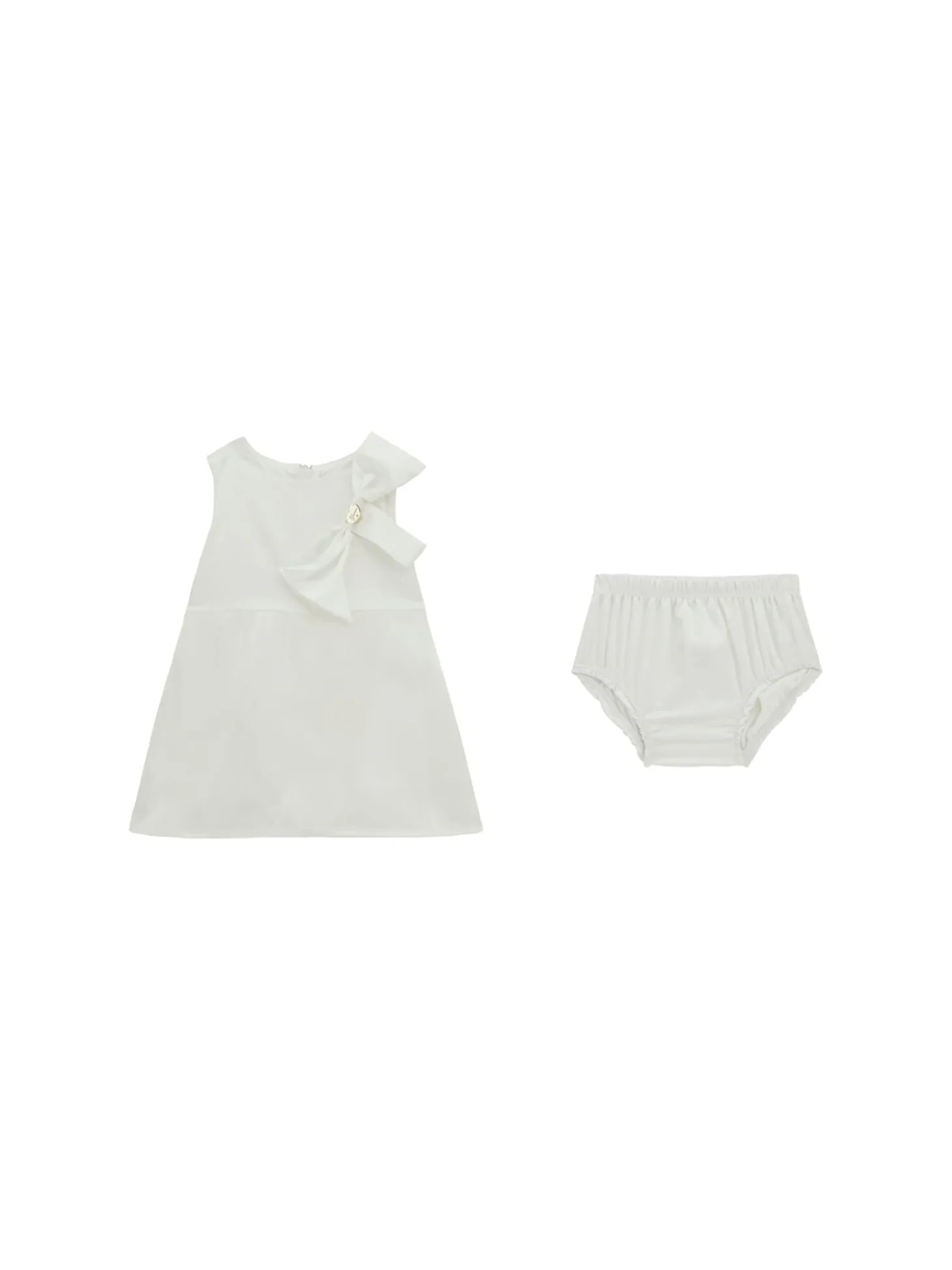 Completo 2 pz neonata abito cerimonia con fiocco decorativo e panties