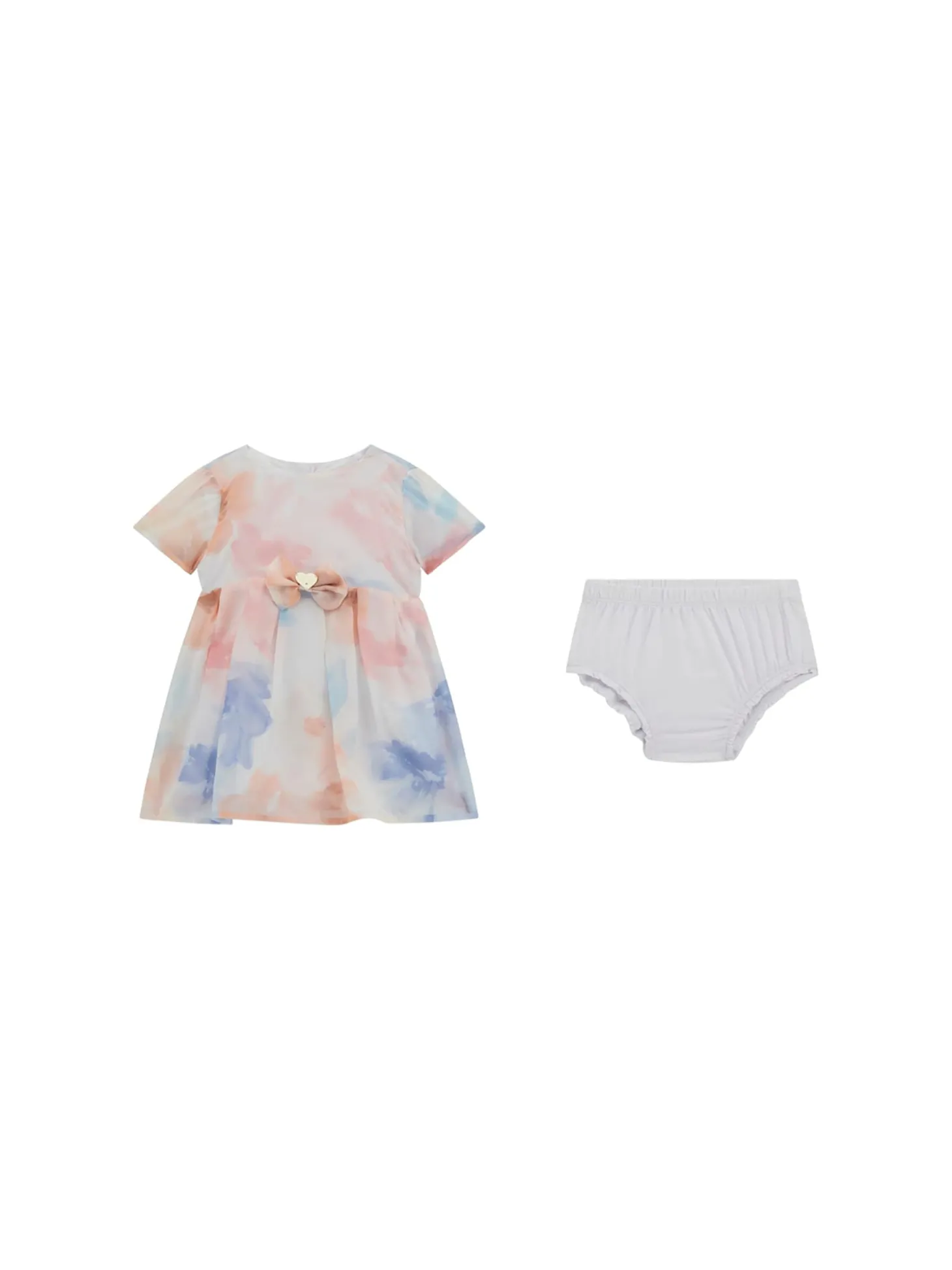 Completo 2 pz neonata abito cerimonia fantasia floreale e panties
